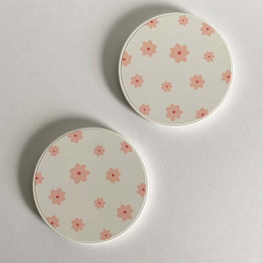 Sous-verre en céramique - Fleurs roses