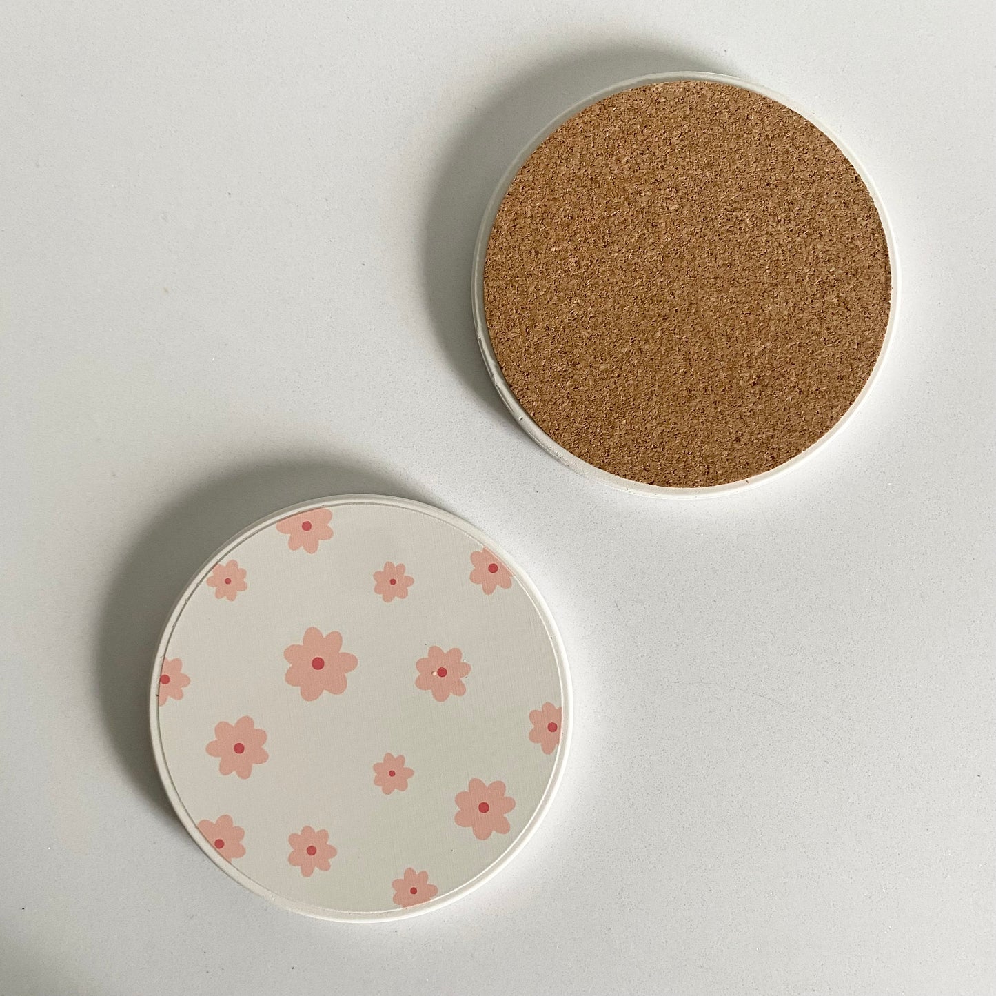 Sous-verre en céramique - Fleurs roses