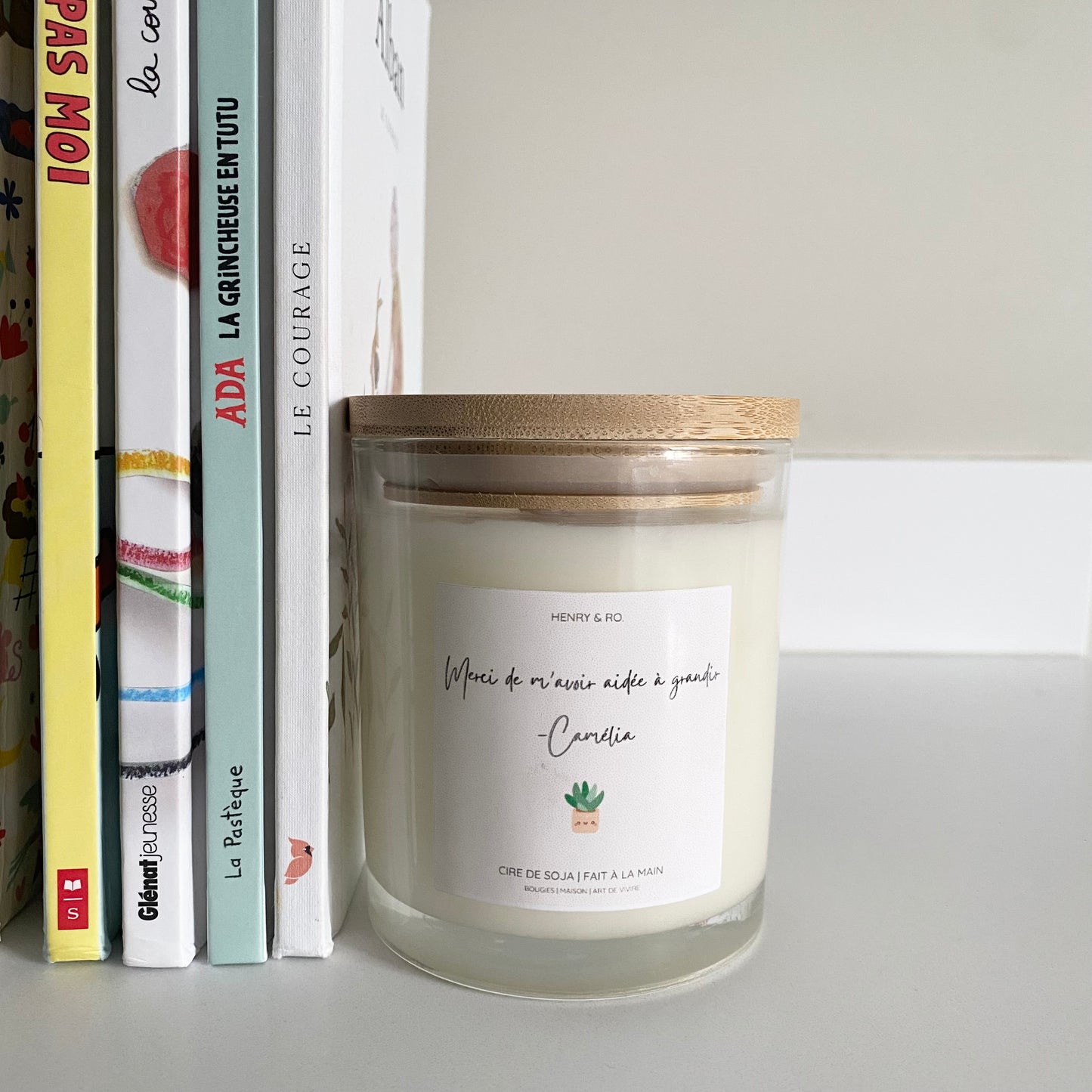 Bougie scolaire personnalisable - Fraise & Basilic