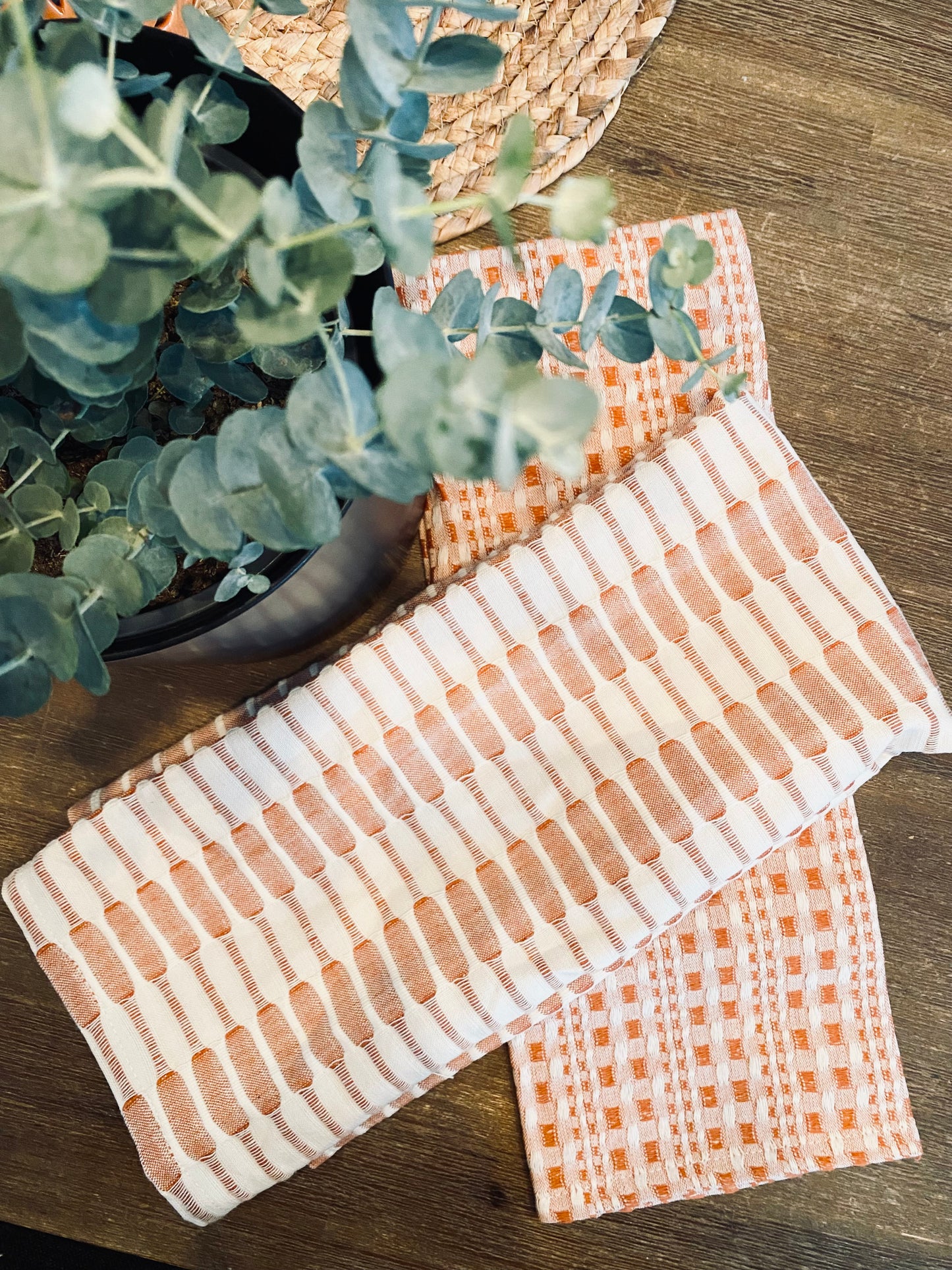 Ensemble de 2 linges à vaisselle - Orange brûlé