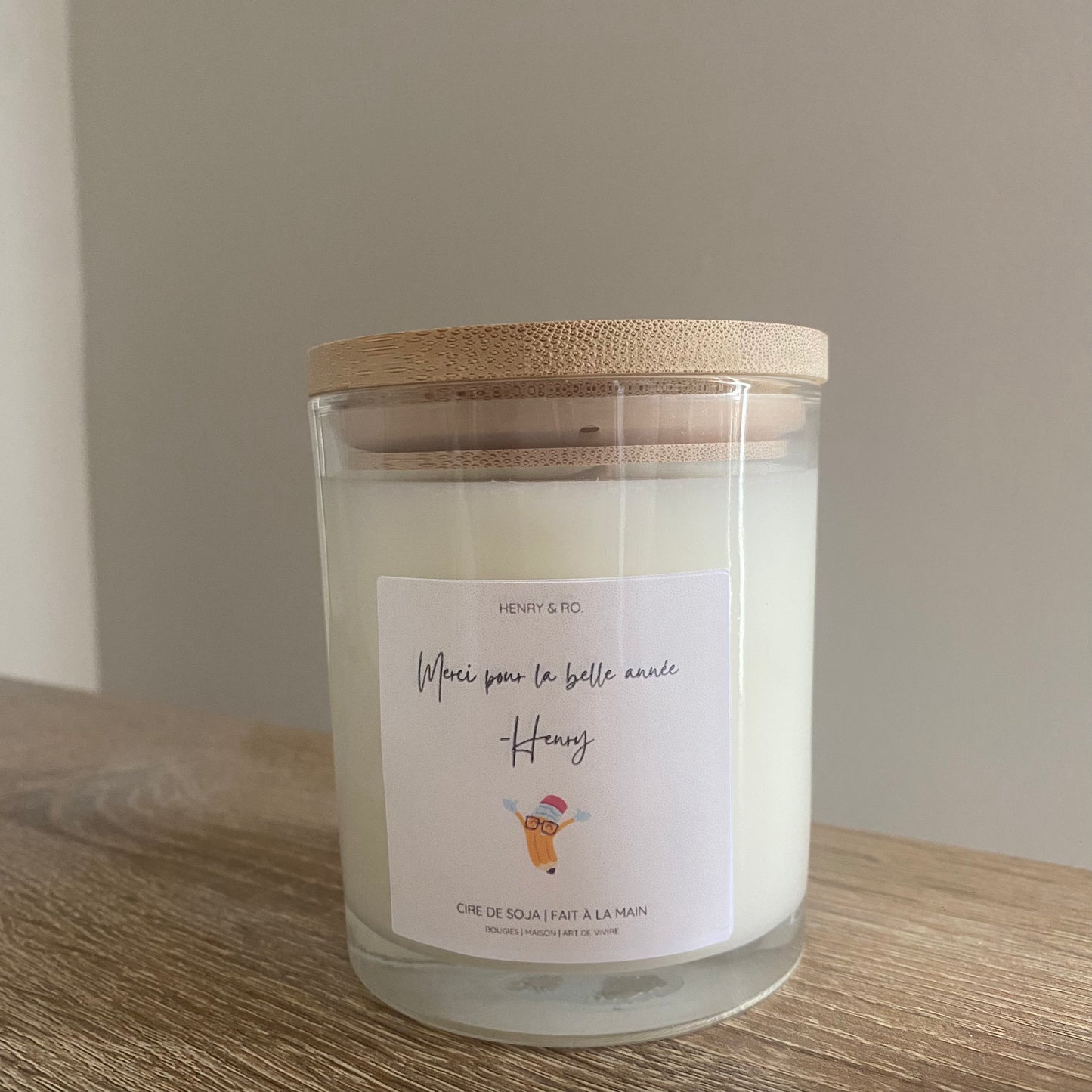Bougie scolaire personnalisable - Fraise & Basilic